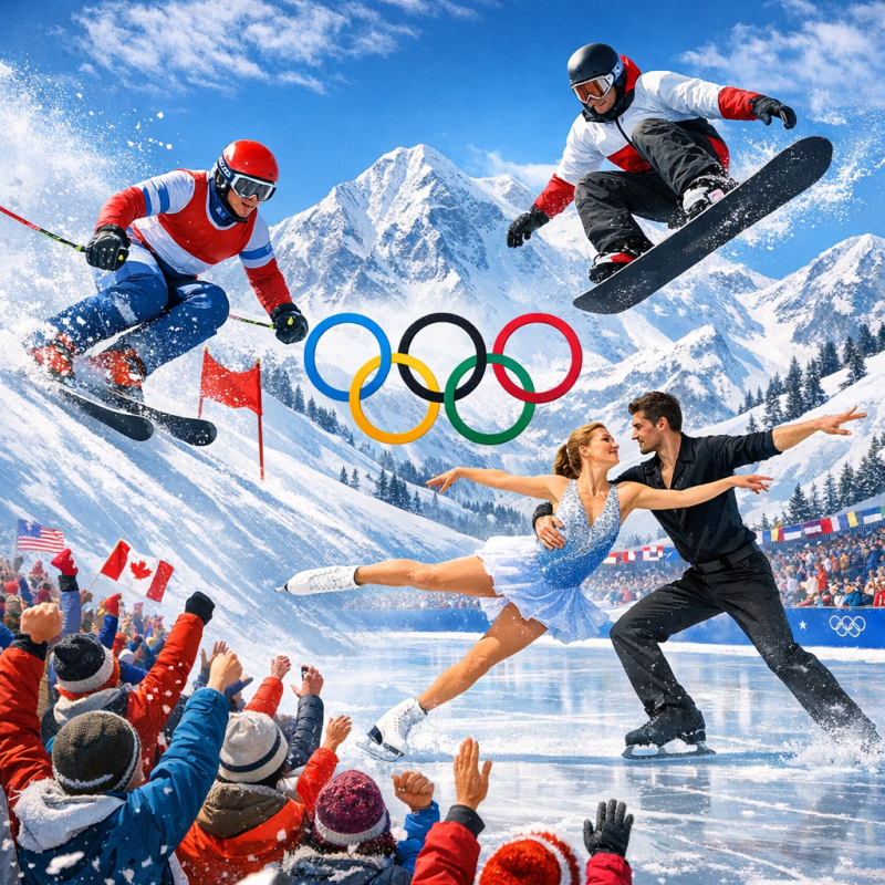 Watch Olympics 2026 with athletes competing in various winter sports