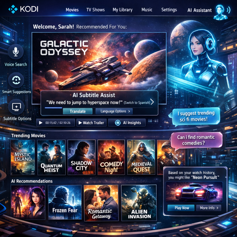 Kodi AI interface showcasing subtitle translation