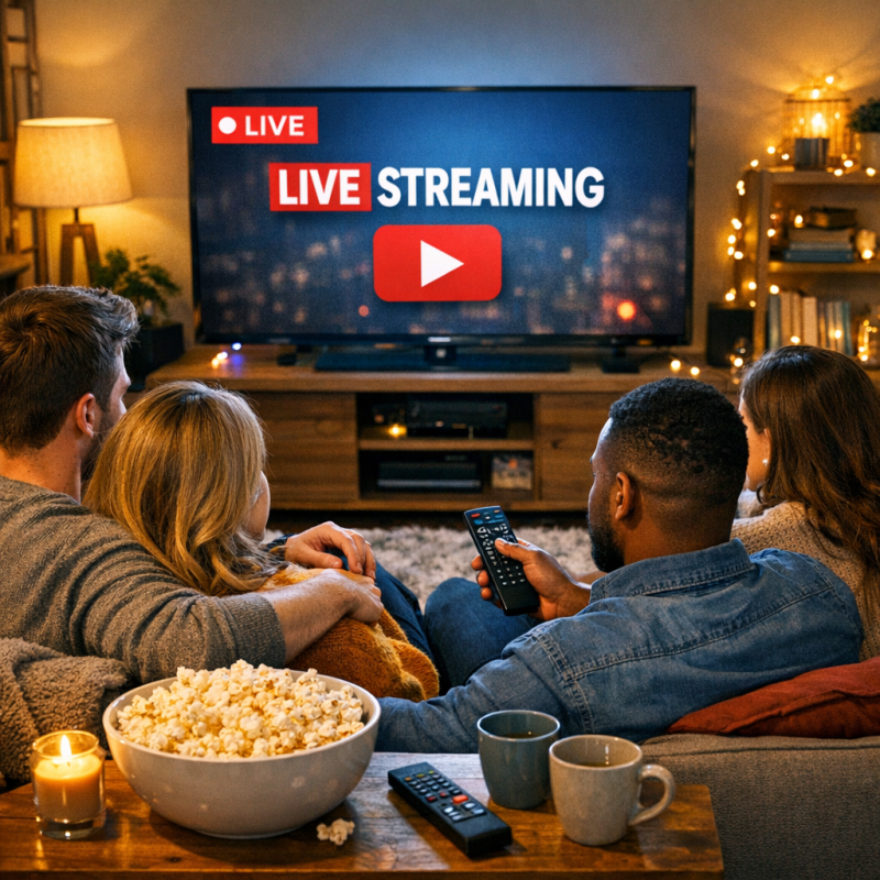 Family enjoying movie night using Kodi.tv