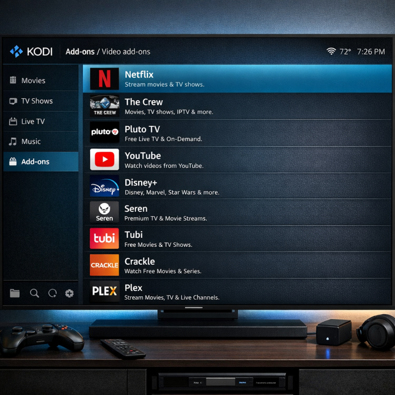 latest Kodi plugins and repos displayed on user interface