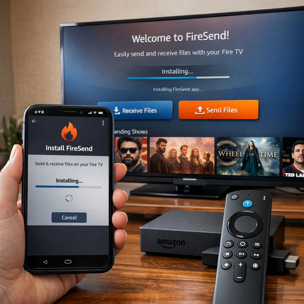 Downloader alternative Fire TV FireSend app interface